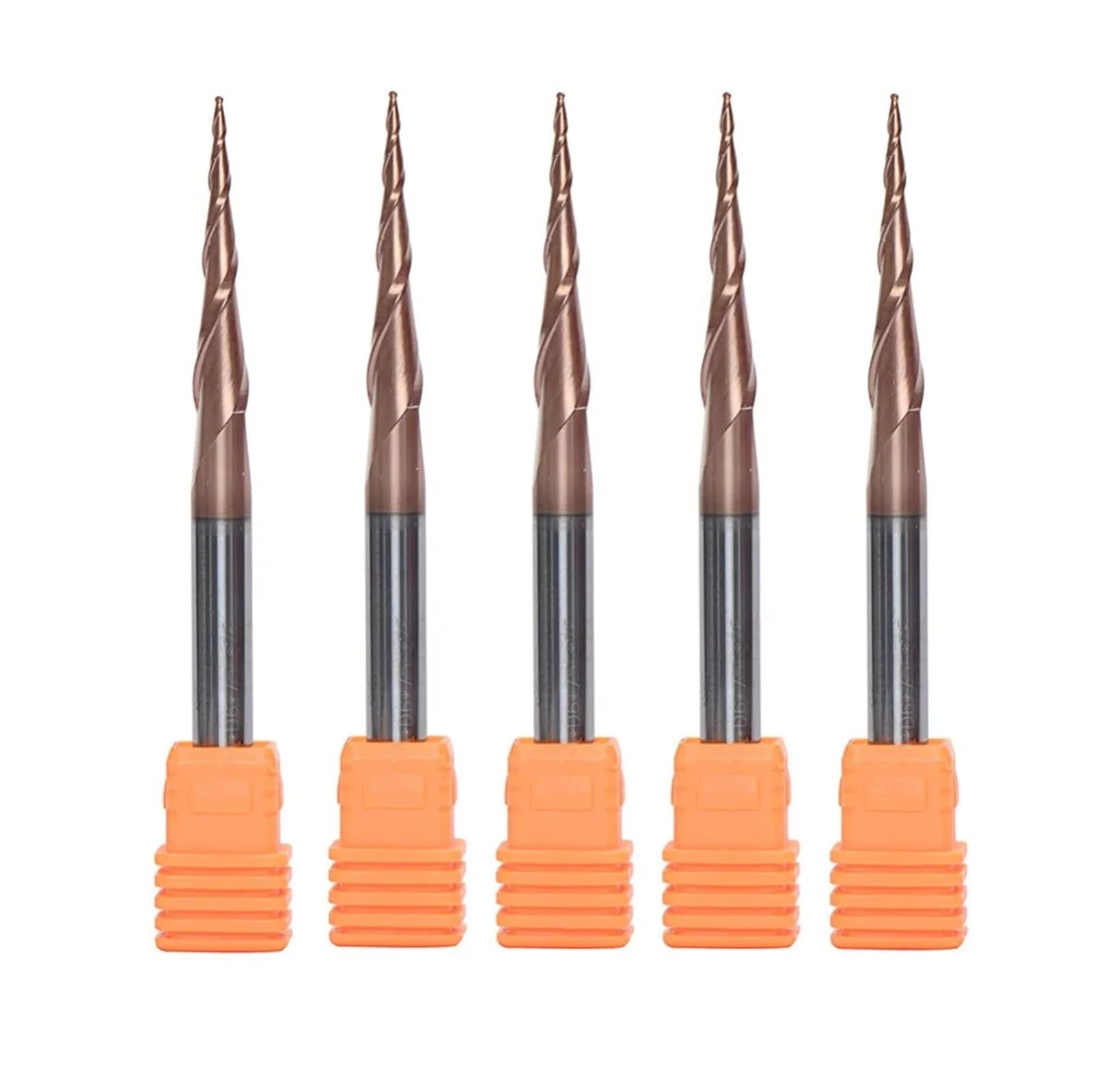 5 uds 4mm 6mm vástago HRC62 recubierto D4 D6 punta de bola de carburo sólido fresas de extremo cónico brocas de enrutador Cnc cortadores de Metal y madera molino de cono(5PC-R0.75-15-50-D4)