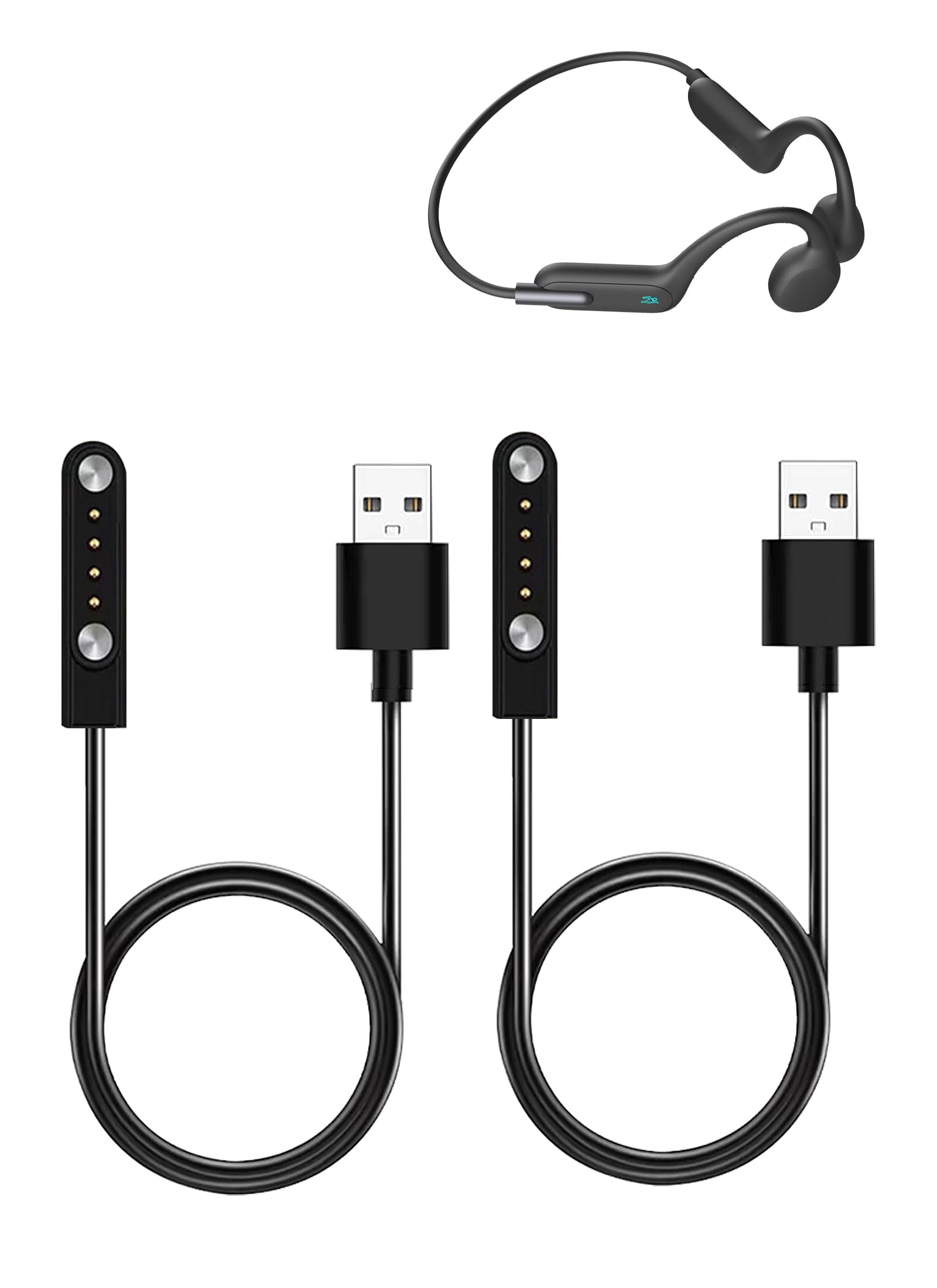 WUNIAK Charging Cable for Rumatas X6 Swimming Headphones, Magnetic USB Flexible Charger Cord Cable Accessories (2 Pack)