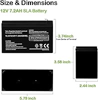 Vista 3 de WEIZE Batería recargable de 12 V, 7 AH, 12 voltios, 7 amperios, baterías AGM selladas de plomo ácido para Razor E200/E200S E300 y E300S scooter