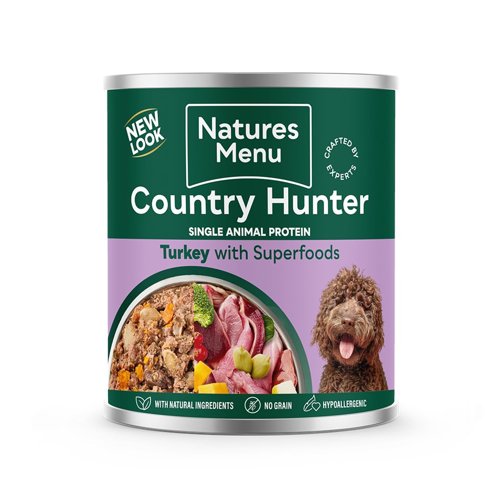 Natures MenuCountry Hunter Dog Farm-Reared Turkey with Superfoods Tins 6x600g