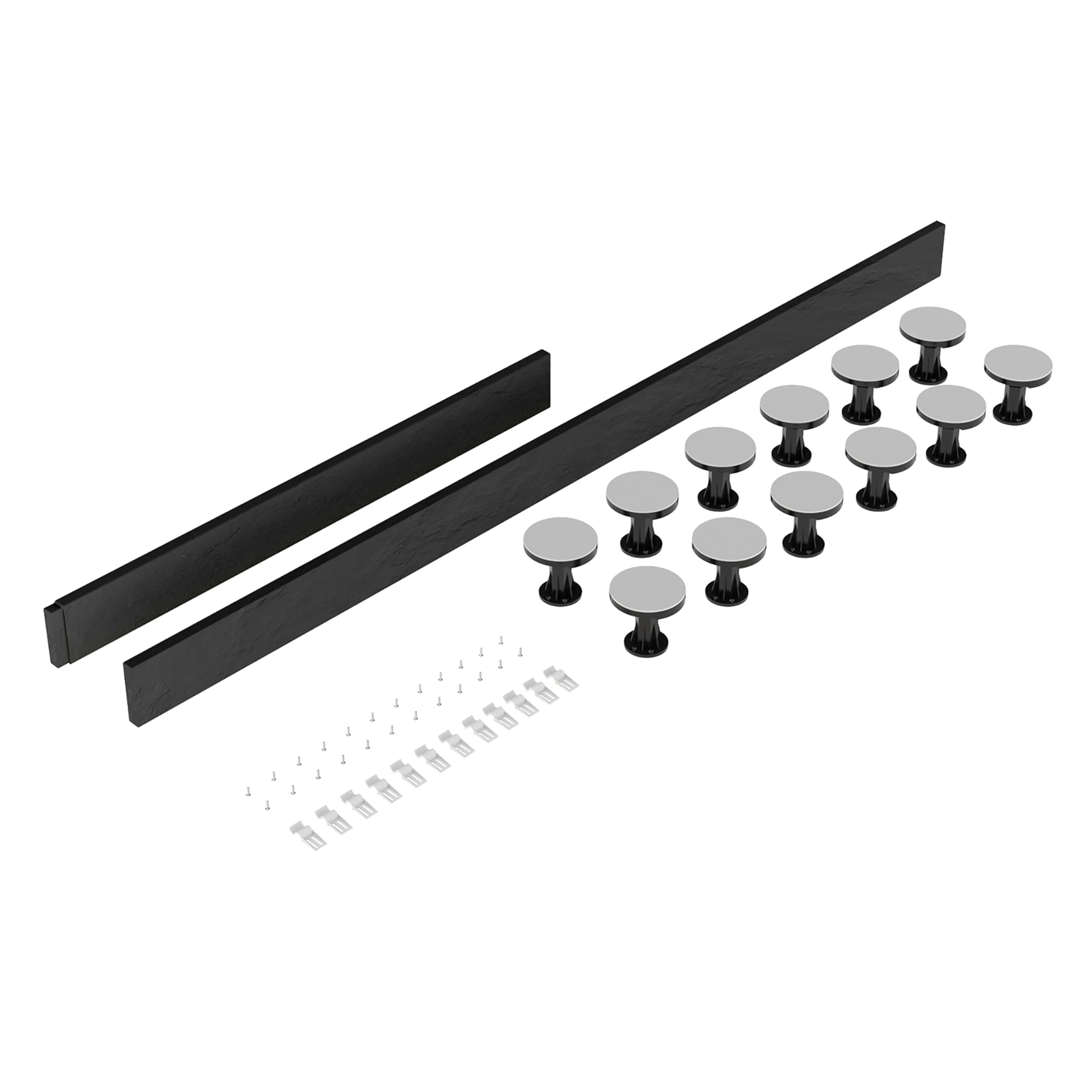 Balterley Grey Shower Tray Riser Kit, 2 Panels, 12 Pack Of Legs, Clips & Screws, Leg Set & Plinth Kit For 1300Mm To 1800Mm Rectangular Trays, Plinth & Legs - 1800 X 105Mm & 1000 X 105Mm (Slate )