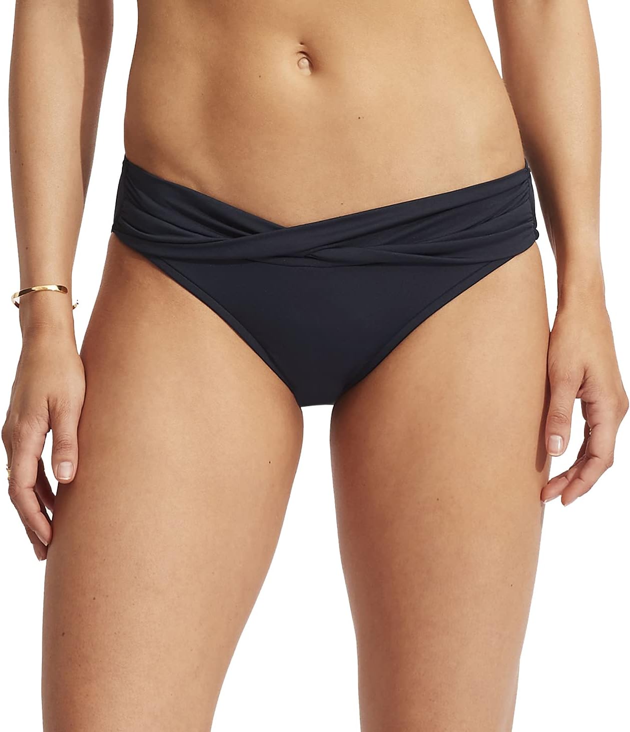 Seafolly Womens Twist Band Hipster Full Coverage Bikini Bottom Swimsuit