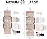 BAGSMART Toiletry Bag Travel Bag with Hanging Hook, Water-Resistant Makeup Cosmetic Bag Travel Organizer for Accessories, Shampoo, Full-Size Container, Toiletries (Baby Pink, Medium)