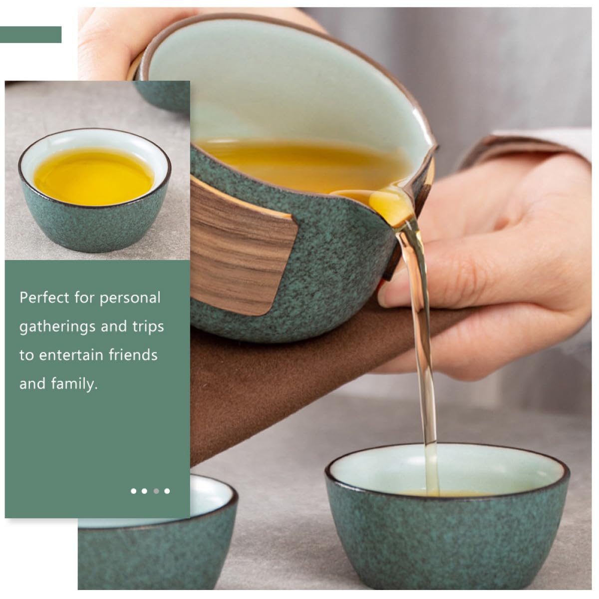 Tragbares Geschenk für Teeliebhaber für Zuhause und Büro sicheres und Elegantes Design Kung Fu Teeset aus Keramik mit Teekanne und 2 Teetassen