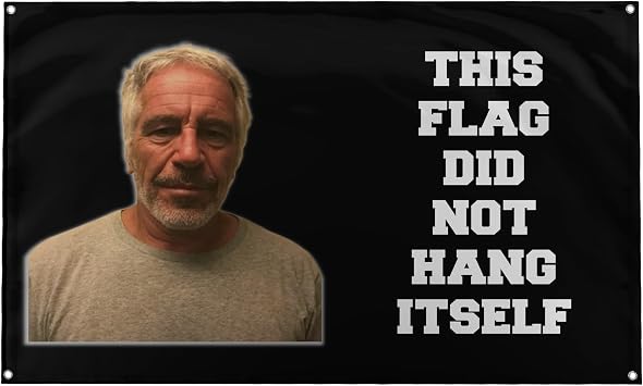 Banger - This Flag Did Not Hang Itself Funny Jeffrey Epstein Meme Wall Hanging Motivational Inspirational Office Gym Wall College Dorm Room Decor Design on a 3X5 Feet Flag with 4 Grommets for Easy
