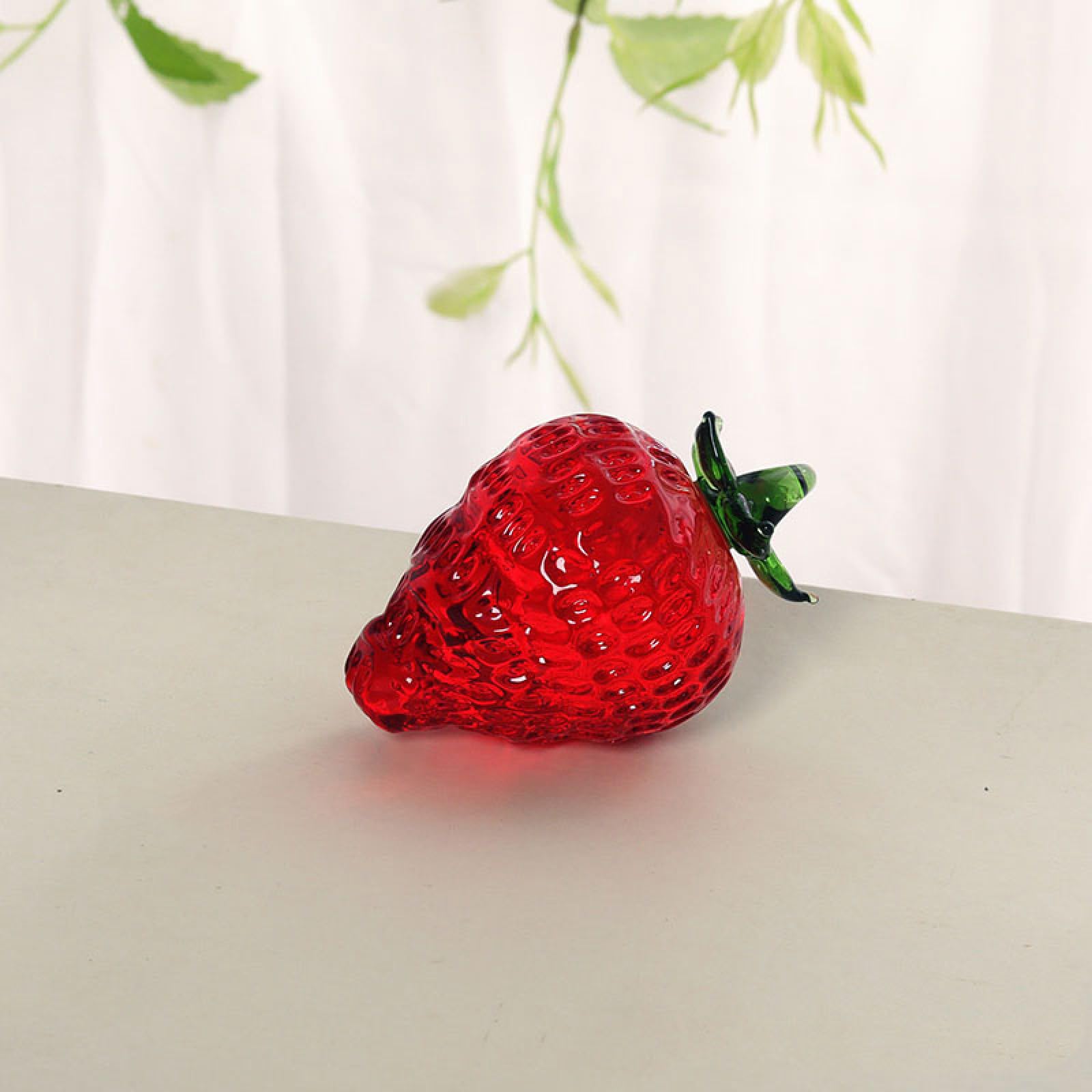 Amazon.co.jp: 手作りガラス赤いイチゴ置物吹きガラス色釉文鎮誕生日