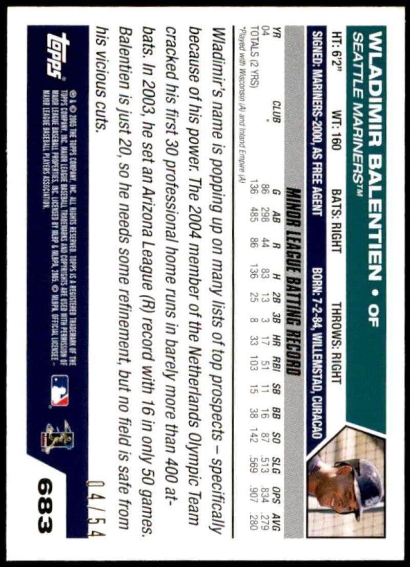 Wladimir Balentien Card 2005 Topps #683 - Slabbed Baseball Cards