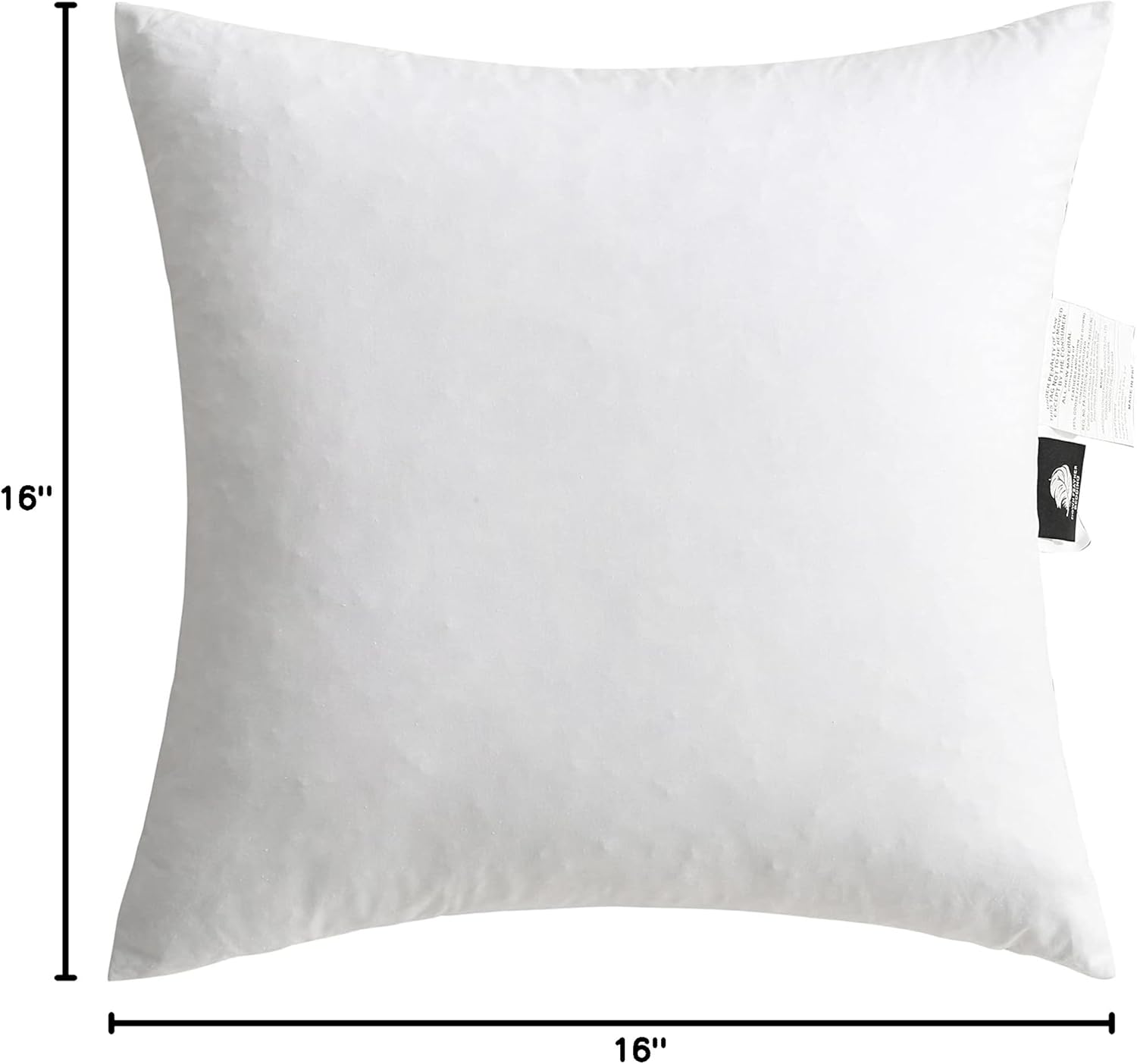 DWR Set of 2 Feather Down Throw Pillow Inserts 16x16 with Organic Cotton Cover, Feather Square White Decorative Pillow Inserts for Bed, Sofa, and Couch - Image 9