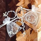 12 Pc High Quality Clear Crystal Stretch Rosary Bracelet /Baptism Favor /First Communions , Baptism , Wedding Shower, Religous Favor ,
