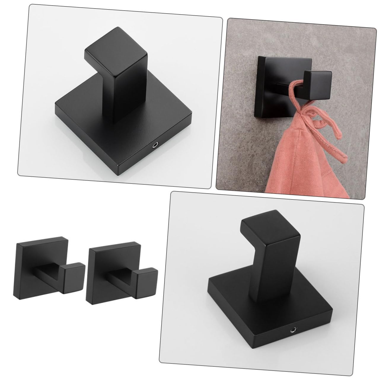SOIMISS 2 Ganci da Parete in Acciaio Inossidabile Nero per Asciugamani e Cappotti, Resistenti e Sicuri, per Cucina e Camera da Letto
