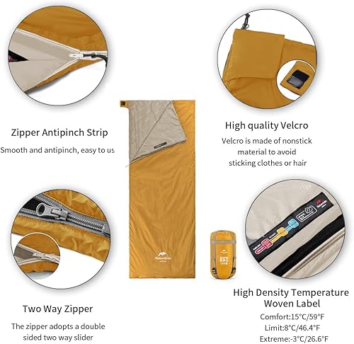 Miniatura 5 de Naturehike Saco de dormir ultraligero  Sobre ligero portátil, impermeable, cómodo con saco de compresión, ideal para viajes de 3 estaciones,