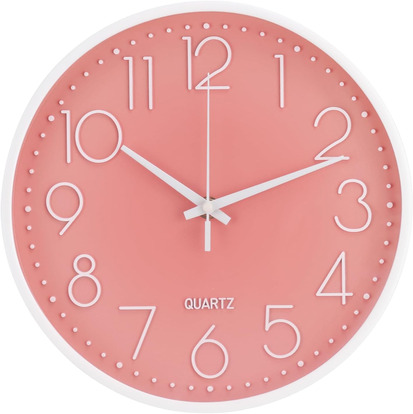 Reloj de pared de 10 pulgadas sin tictac, silencioso, moderno, estilo simple, redondo, decoración redonda, color rosa melocotón, esfera