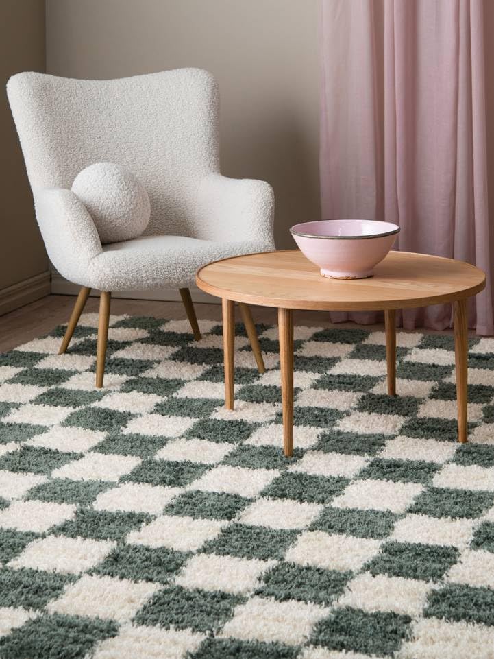 RugVista Chessie, Alfombra Moderna, Pelo Corto, 200 x 300 cm, Rectangular, Calidad cert. Oeko-Tex Standard 100, Polipropileno, Pasillo, Dormitorio, Cocina, Salón, Despacho, Verde/Blanco Roto