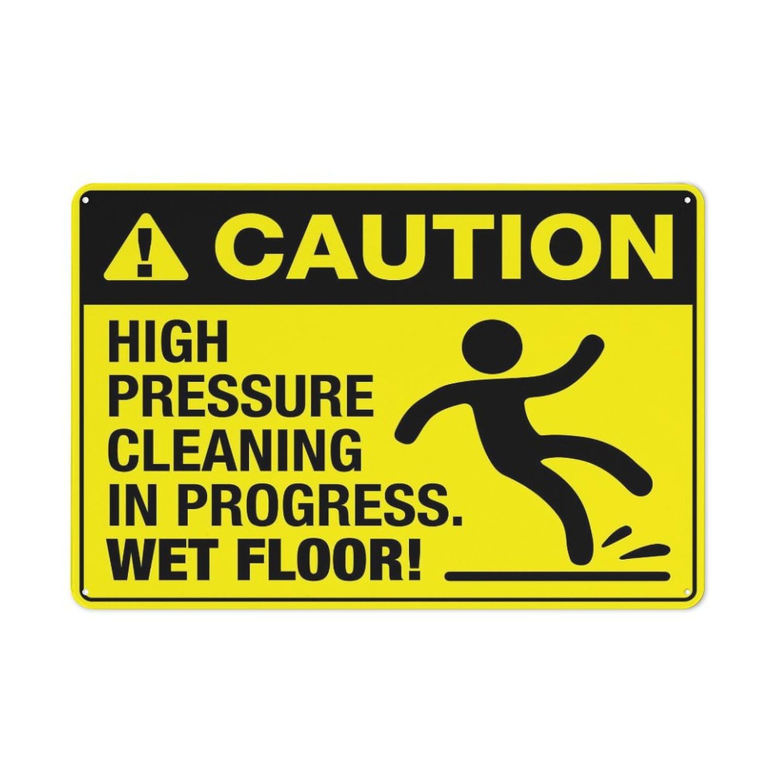 Xewazd A1888 Caution High Pressure Cleaning In Progress Wet Floor Rust-Resistant 8"X12" Aluminum Sign - Clear Printing, Easy To Mount