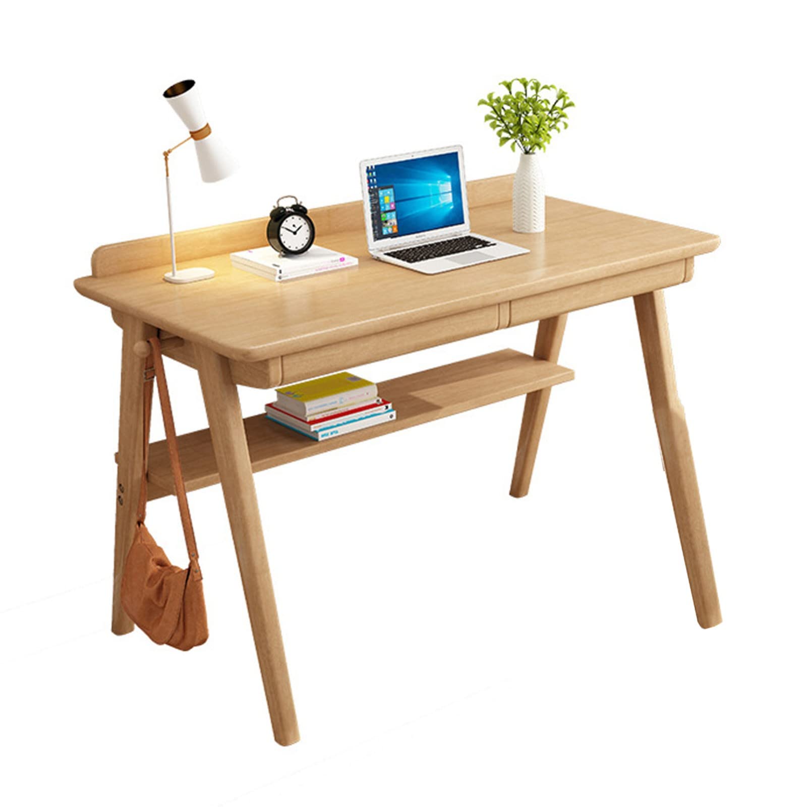 SDdPulse Escritorio de madera maciza, escritorio simple de madera para computadora con cajón, escritorio moderno y duradero para escuela, familia o sala de estudio. Una silla, 140 cm, A-120 cm