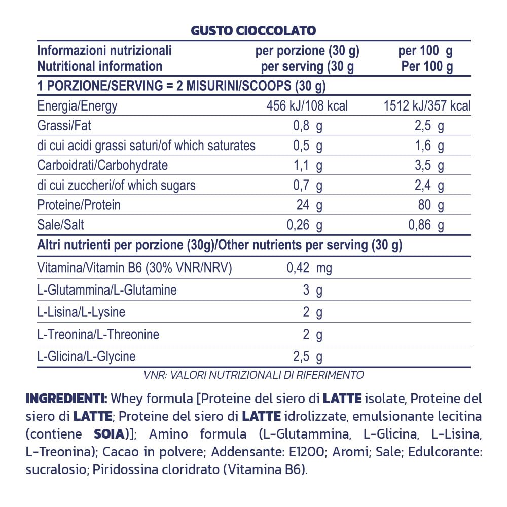 PROLABS – Proteine in Polvere WHEY ISO, Proteine Isolate e Idrolizzate Pure, Whey Protein Powder + Aminoacidi e Vitamina B6 - Crescita e Recupero Muscolare, Alta Qualità, 2kg Cioccolato, 2 Scoop (30g)