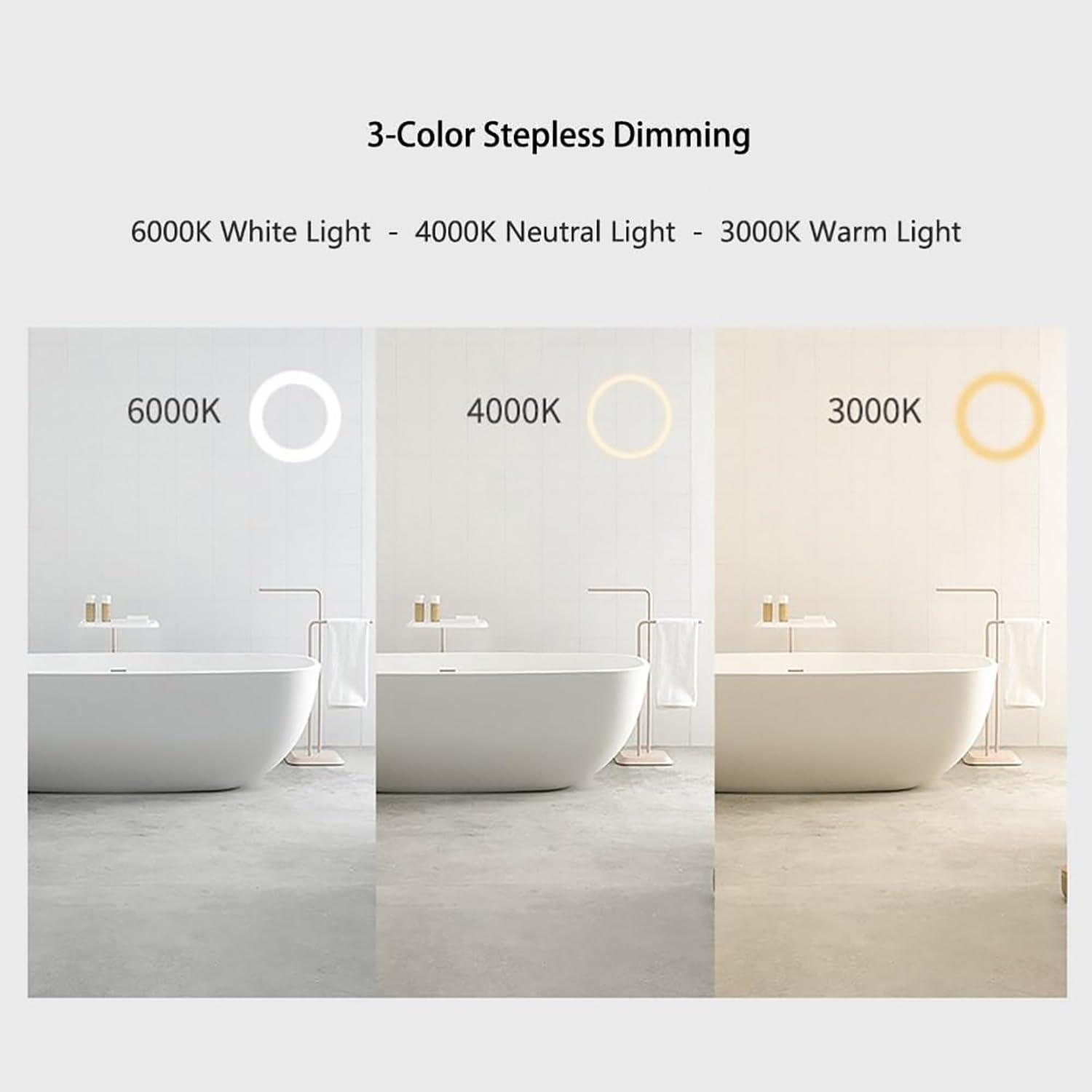 3 Farben Beleuchteter LED Badspiegel 60/70cm Unregelmäßiger Rahmenlos Make-up Spiegel Beschlagfrei Wandspiegel Asymmetrischer mit Touchschalter(70x90cm)