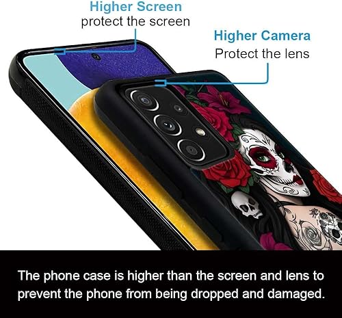 Miniatura 5 de Funda compatible con Samsung Galaxy A53 5G, diseño de calavera de rosa, a prueba de golpes, antiarañazos, carcasa trasera de policarbonato duro para