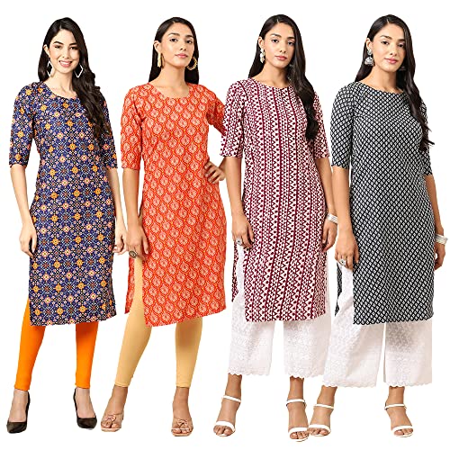 Image of Pinkmint Women's Crepe Digital Print Straight Kurta (RM-348-370-360-366)