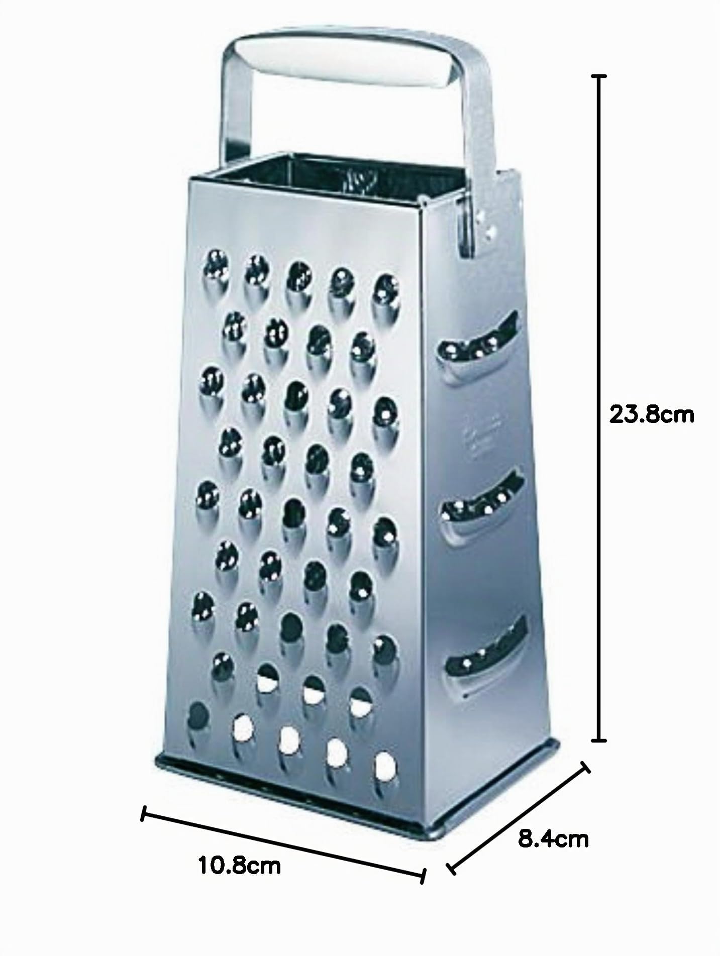 Leifheit Rallador de cuatro caras ComfortLine con 4 superficies para cortar queso, rallador de cocina de acero inoxidable, rallador de queso con asa, Gris (23120) | Rallado fino y grueso, corte en rodajas, para queso, patatas y verduras, asa ergonómica de