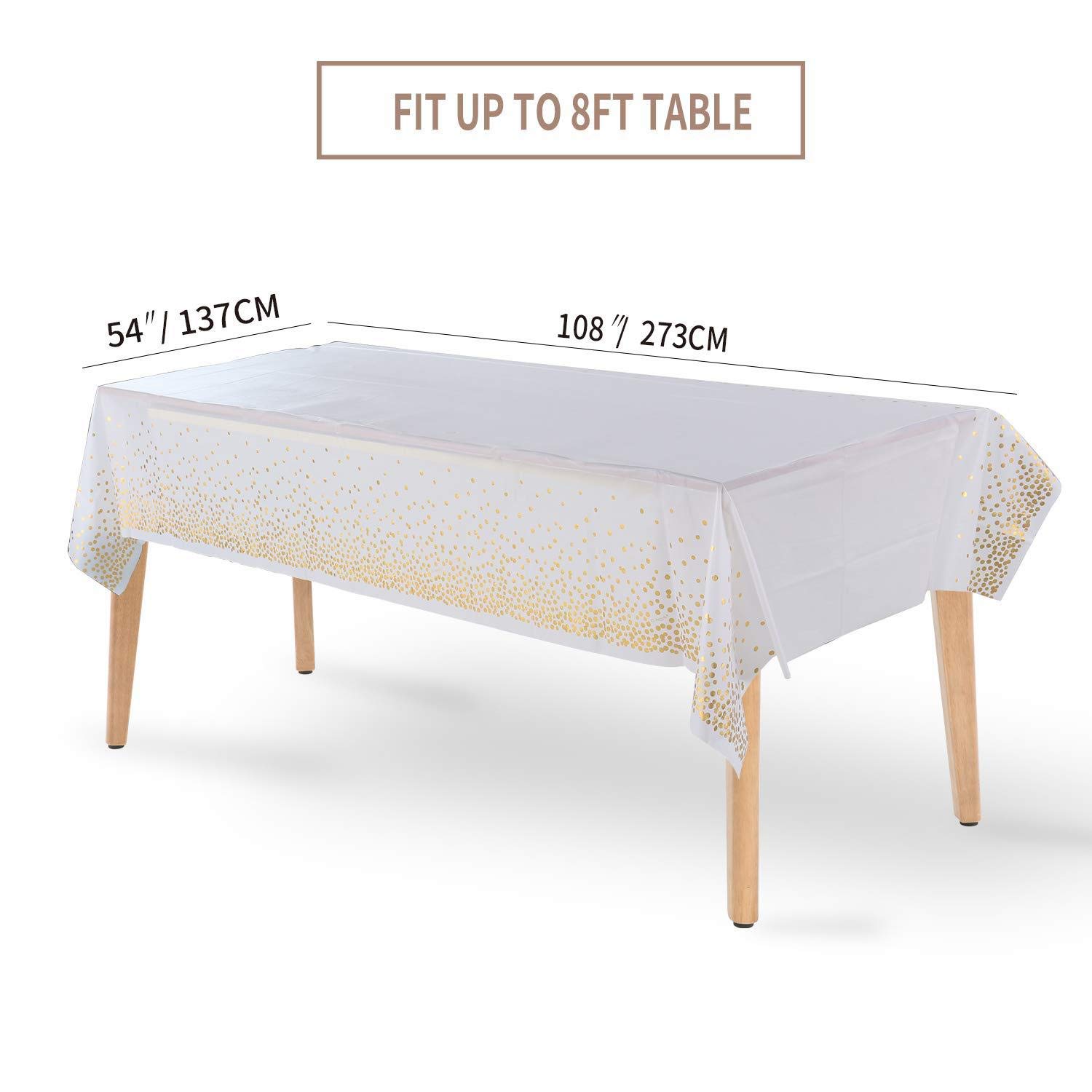 4PCS Nappe De Table De Fête Bleu Et Or Jetable Pour Table Rectangulaire, Couverture De Table En Plastique Confettis Dorés Pour Fête De Naissance, Anniversaire De Garçon, Goûter, 137 Cm X 274 Cm, 4PCS