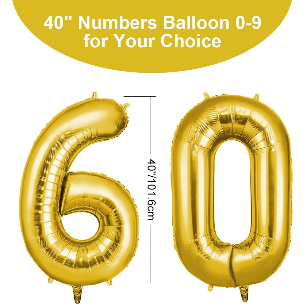 Marque : OFFCUP OFFCUP Ballon d'Anniversaire 60 Ans Or, Foil Ballon Numéro Chiffre 101cm, Gonflable Hélium, Deco Anniversaire 60 Ans Grand Ballons pour Fête Party Mariage in use