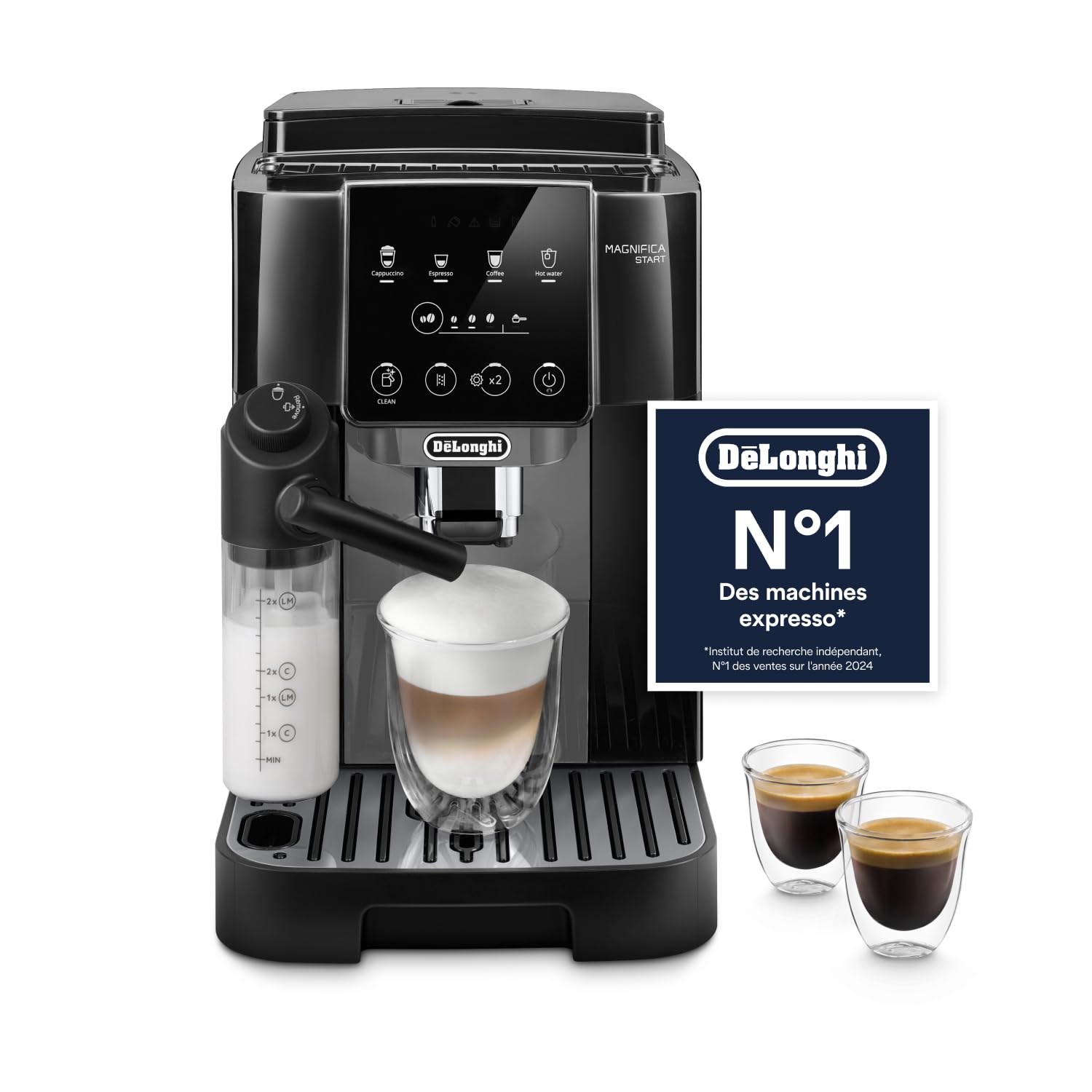 De'Longhi Magnifica Start - Perfetto Automatic Coffee Machine with LatteCrema Automatic Milk Frother, 4 Saved Drinks, Soft Touch Controls, Black and Grey (ECAM222.60.BG)