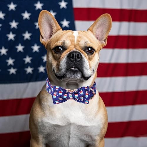 Miniatura 231 de Collar de perro con bandera estadounidense con pajarita, collar patriótico para perros pequeños, medianos y grandes, talla XS
