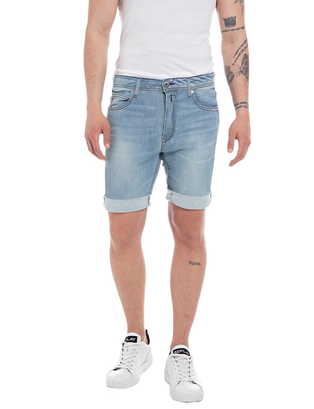 Replay Men's Jeans Shorts with Power Stretch, Blue (Light Blue 010), 29W