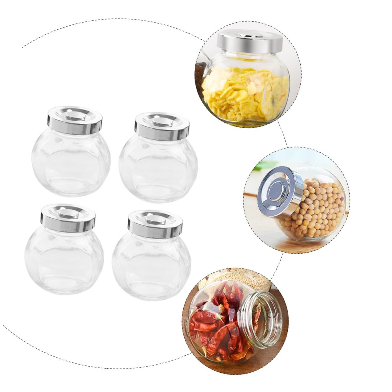 SHOWERORO 8 Stück Glas Vorratsgläser Mit Luftdichten Deckeln Transparente Vorratsbehälter Aus Langlebigem Glas Für Trockene Lebensmittel Kaffee Tee Und Snacks