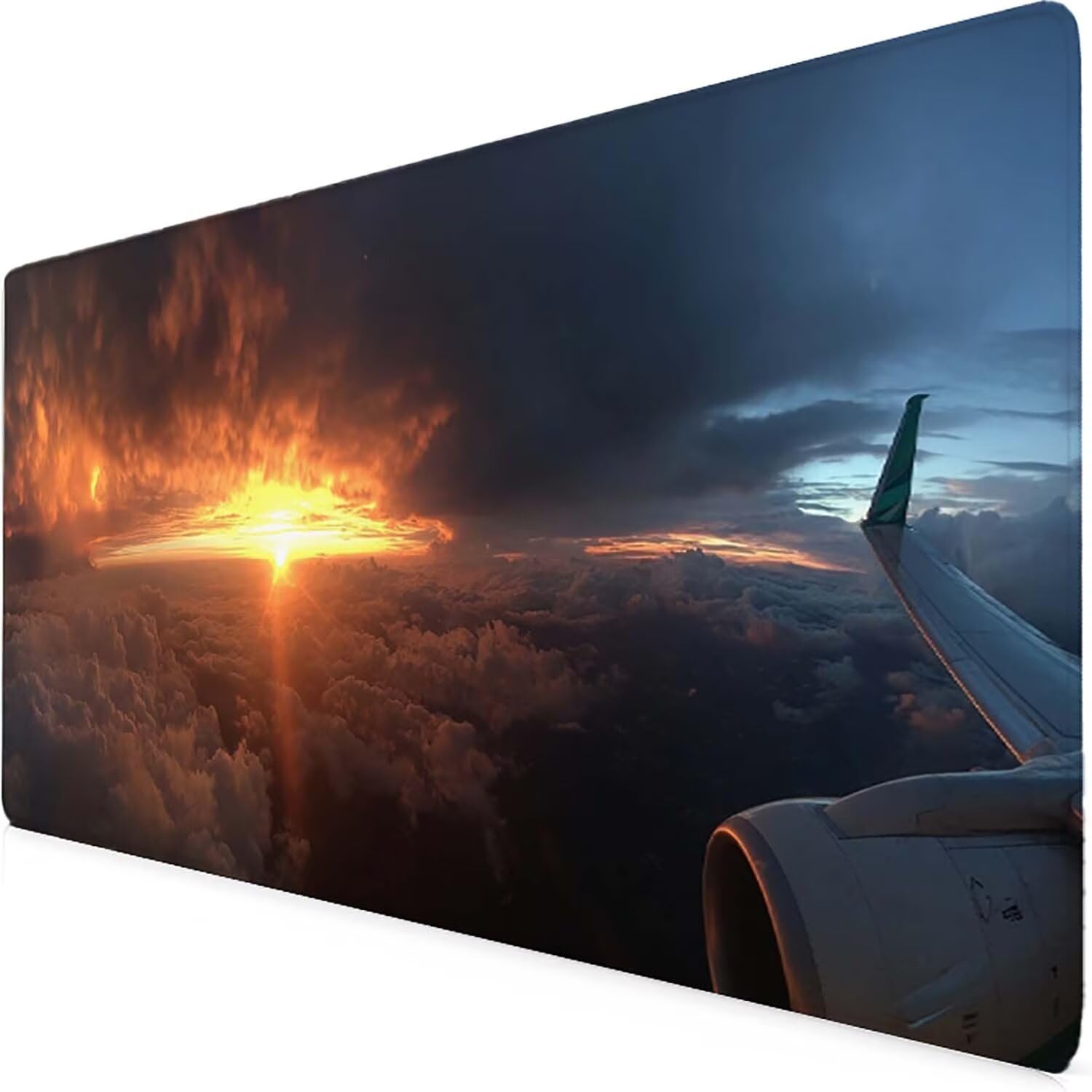 Tappetino Mouse XXL 1200x600mm Tramonto Mousepad Aereo Tappetino Scrivania Grande, con base in Gomma Antiscivolo, Impermeabile Sottomano Scrivania per Computer, Accessori Gaming Mouse Pad 5-1037w
