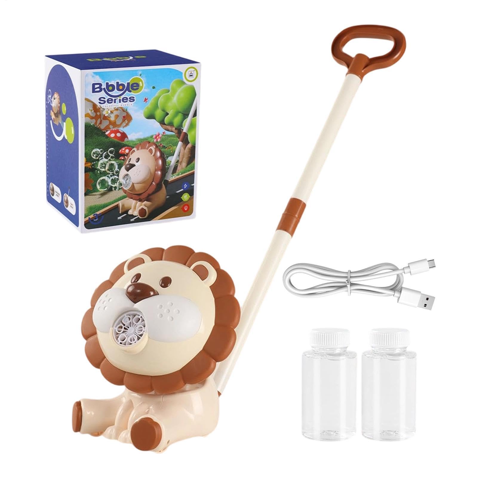 Cortacésped de Burbujas Pulverizador Automático de Espuma con Forma de León | Cortacésped de Pompas Recargable para Niños para Niños y Niñas Exterior Cumpleaños Baño