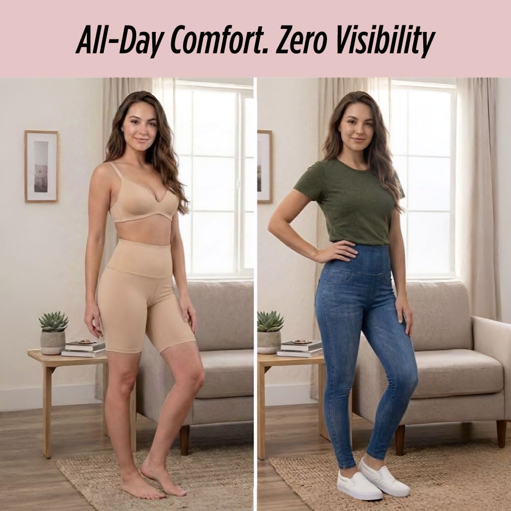 High Waisted Shapewear Shorts for Women, Tummy Control & Butt Shaping, Seamless Body Shaper Shorts Under Dress.