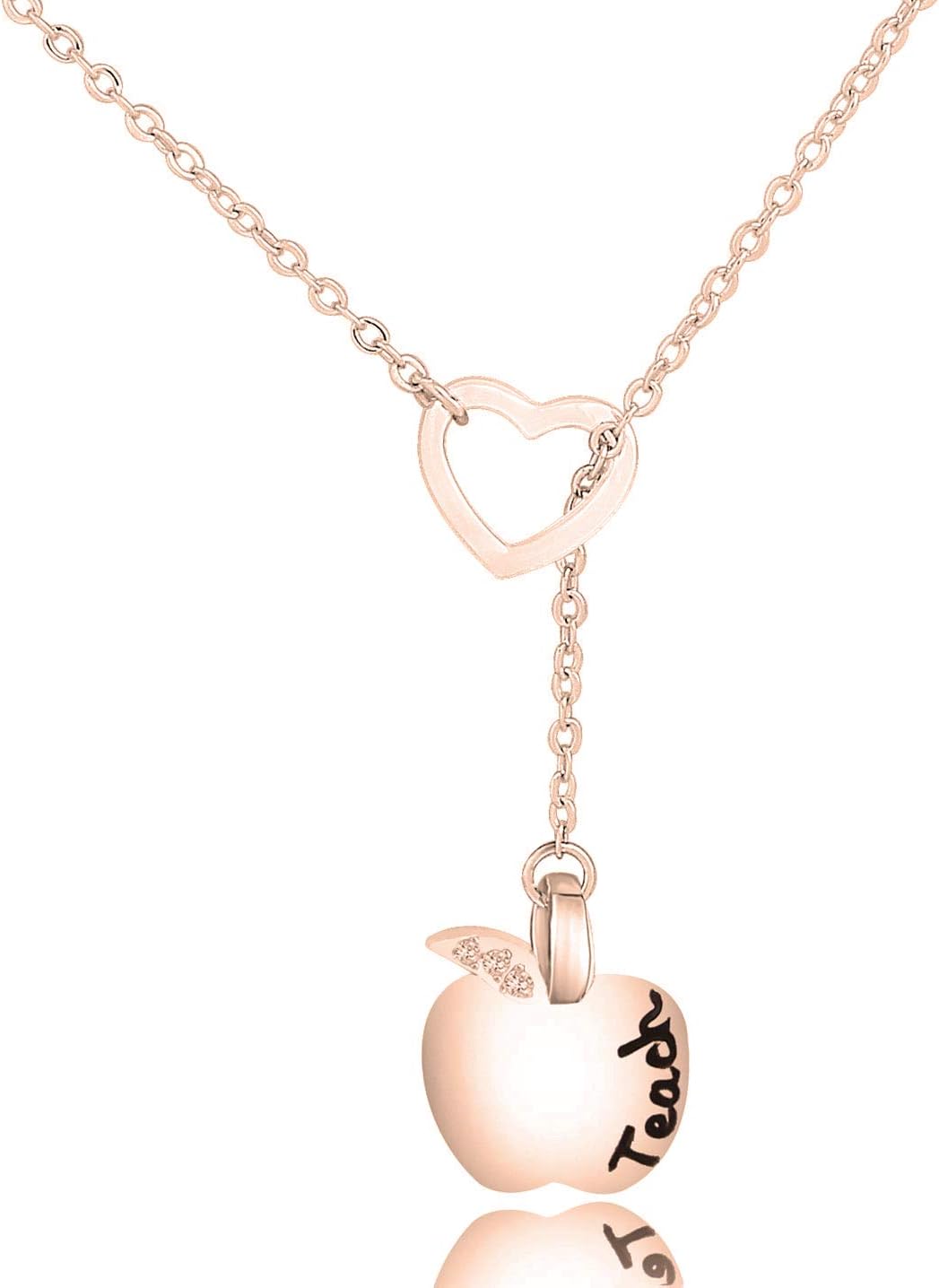 Teacher Necklace Teachers Gift Apple Pendant Lariat Necklace Thank You Gift For Teacher
