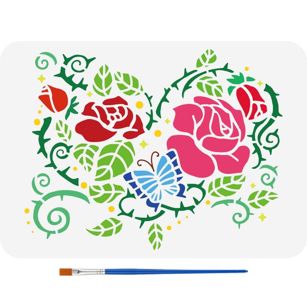 MWOOT 4-teilige Valentinstag-Schablonen Set – Wiederverwendbare Malvorlagen Für Wand, Stoff & Deko, 29x19 Cm