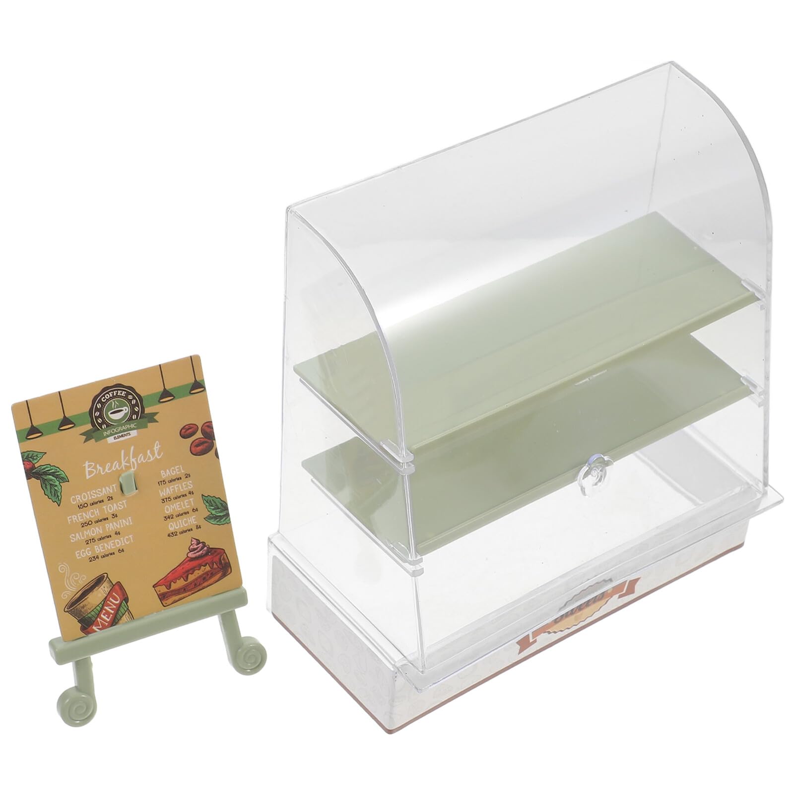 iplusmile Miniature Doll House Cake Cabinet Green Mini Bakery Display Cabinet Model Dollhouse Furniture Accessory for ’ Imaginative Play and DIY Decor