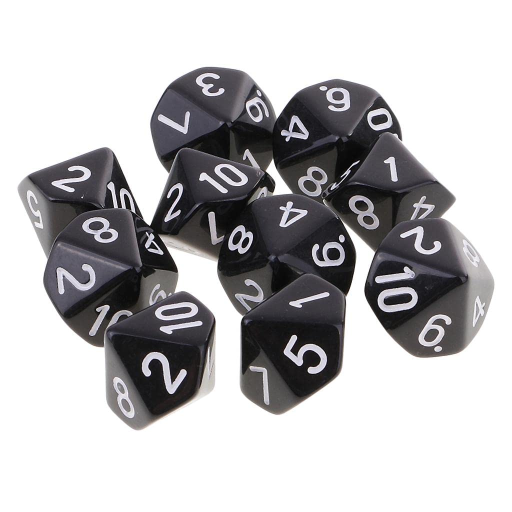 CALANDIS® 10 Pieces 10 Sided Dice D10 Polyhedral Dice for Dungeons and Dragons Party Table Games Black - Image 8 thumbnail