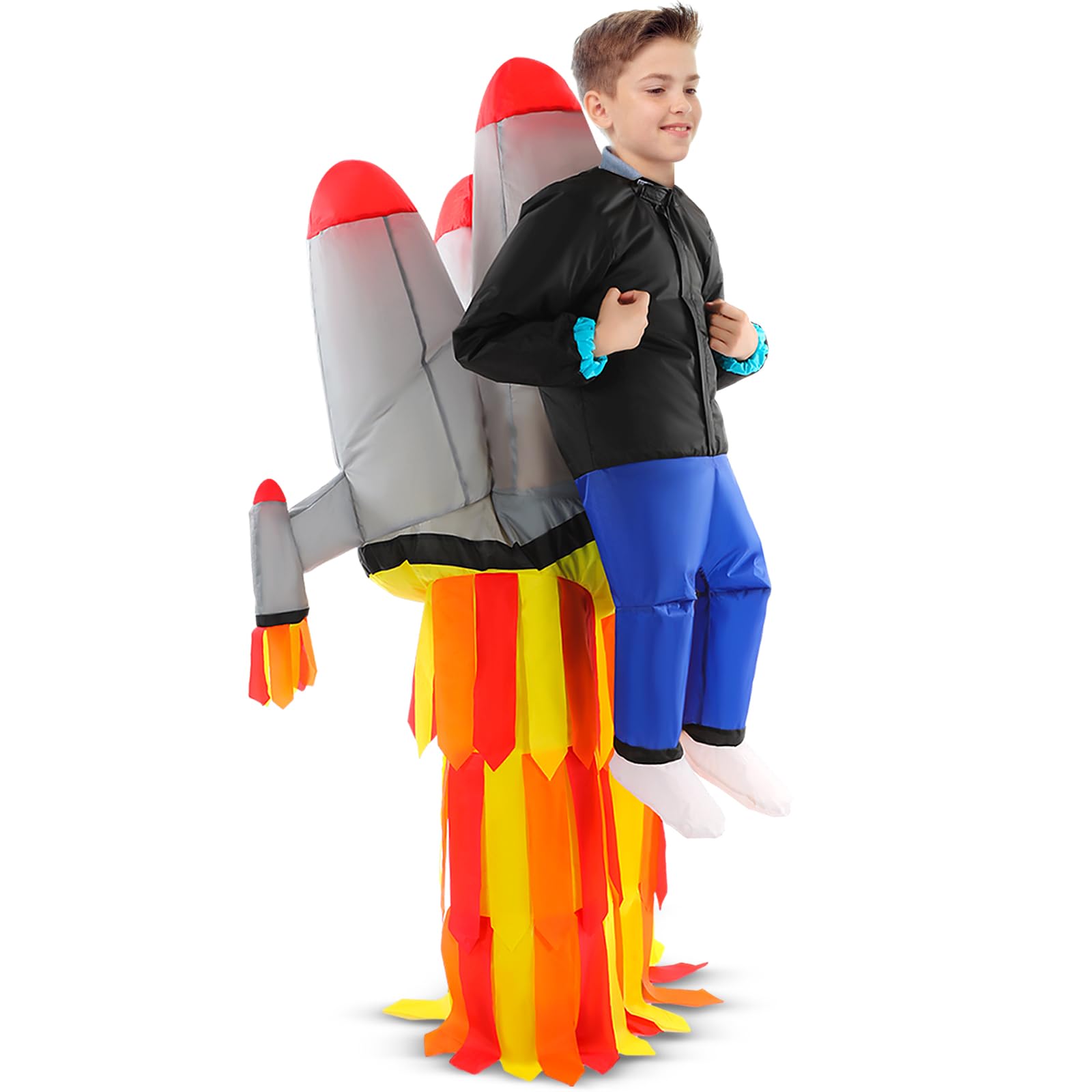Hicarer Inflatable Halloween Costume for Kids Inflatable Astronaut Costume with Rocket Unisex for Boys Girls