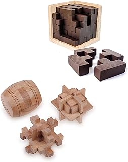 Sharp Brain Zone Double Delight: 3D Wooden Brain Teaser & Multi-Shape Puzzles. The Ultimate Mind Exercise Set for All Ages.