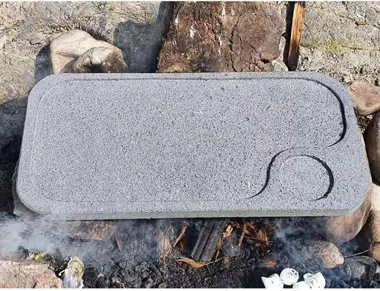 21.5 inches. Natural volcanic stone barbecue plate, grilled seafood, roast meat, grilled steak, outdoor household smokeless non-stick SLATE burning.