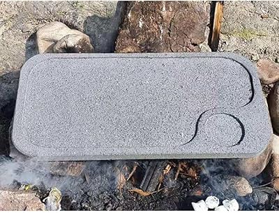 Kamelar.Lava 21.5 inches. Natural volcanic stone barbecue plate, grilled seafood, roast meat, grilled steak, outdoor household smokeless non-stick SLATE burning.