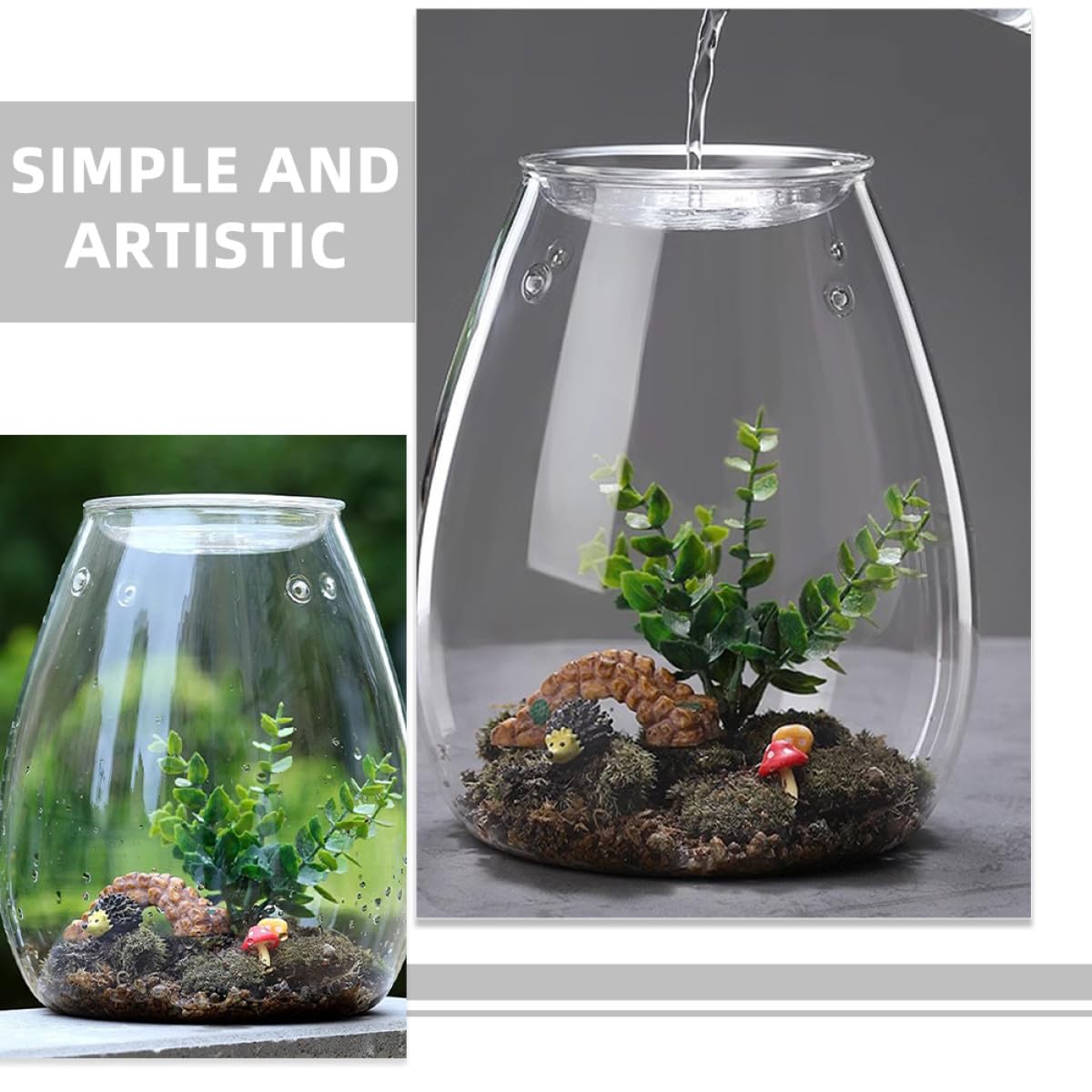 OSALADI Terrarium Glasflasche Ökologische Pflanzflasche Mikrolandschaft Selbstgemacht Behälter für Moos Pflanzen Wohndeko Wohnzimmer Büro