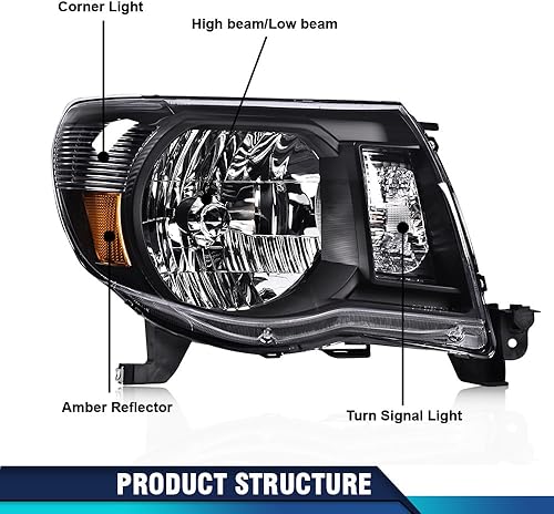 Miniatura 5 de PIT66 Conjunto de faros delanteros compatible con Toyota Tacoma Pickup Truck 2005-2011, repuesto para faros delanteros izquierdo y derecho,