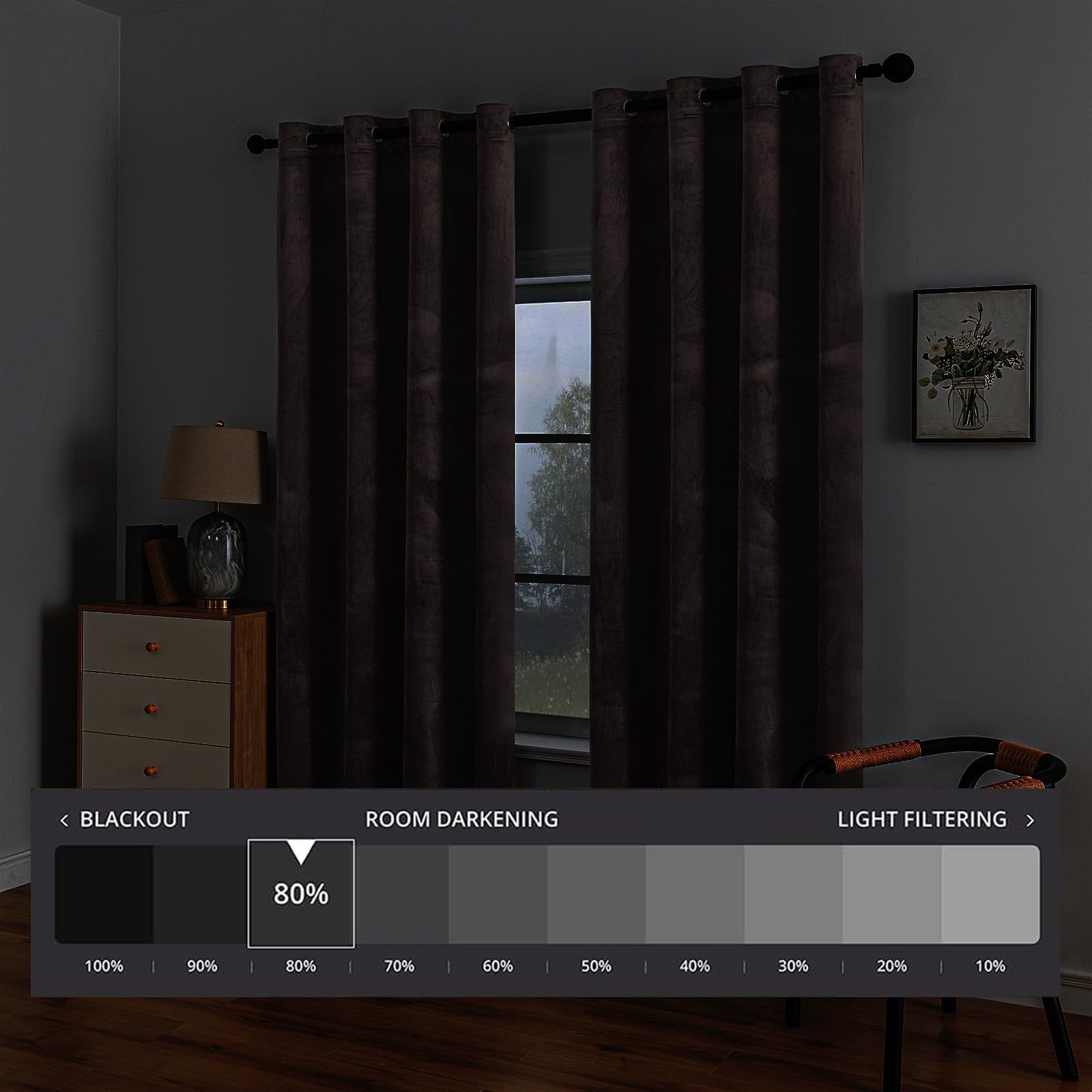 Ystyle 2 Piece Velvet Interior Curtains, 140 x 245 cm, Blackout Curtains Bedroom Modern with Eyelets - Image 2