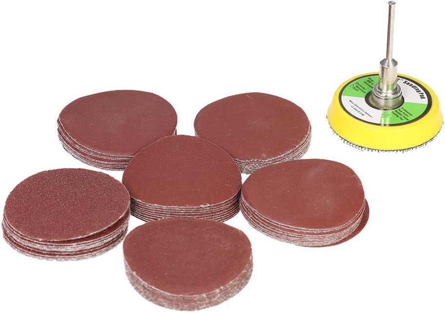 Gecheer 60PCS 50mm 2" Sander Disc Sanding Disk 100-2000 Grit Paper with 2inch Abrasive Polish Pad Plate Rotary Tool