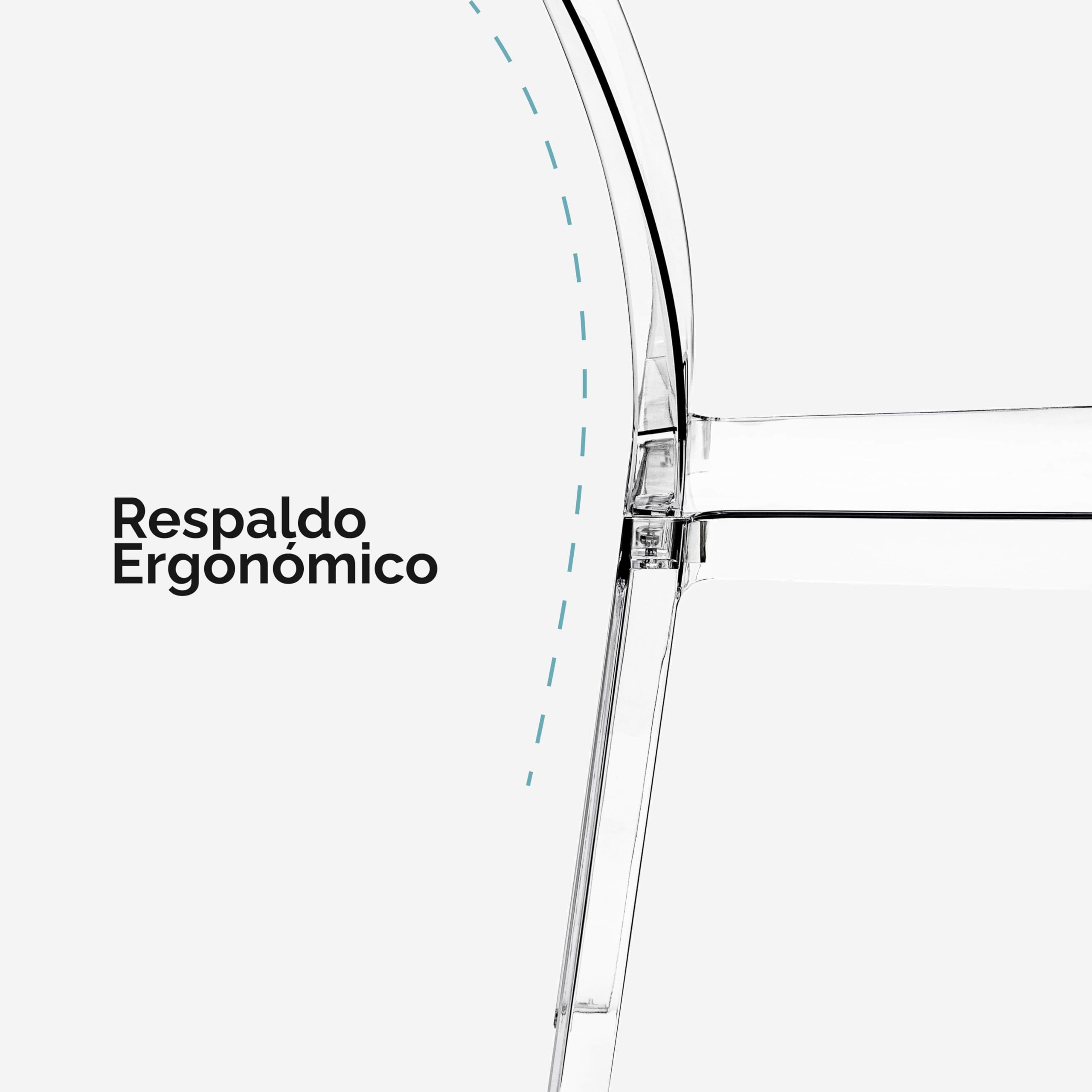 Baroni Home Juego de 4 Sillas de Policarbonato Resistente, Desmontables en 2 Piezas, Asiento Ergonómico con Respaldo Curvo, Trasparente, 36x81x43 cm