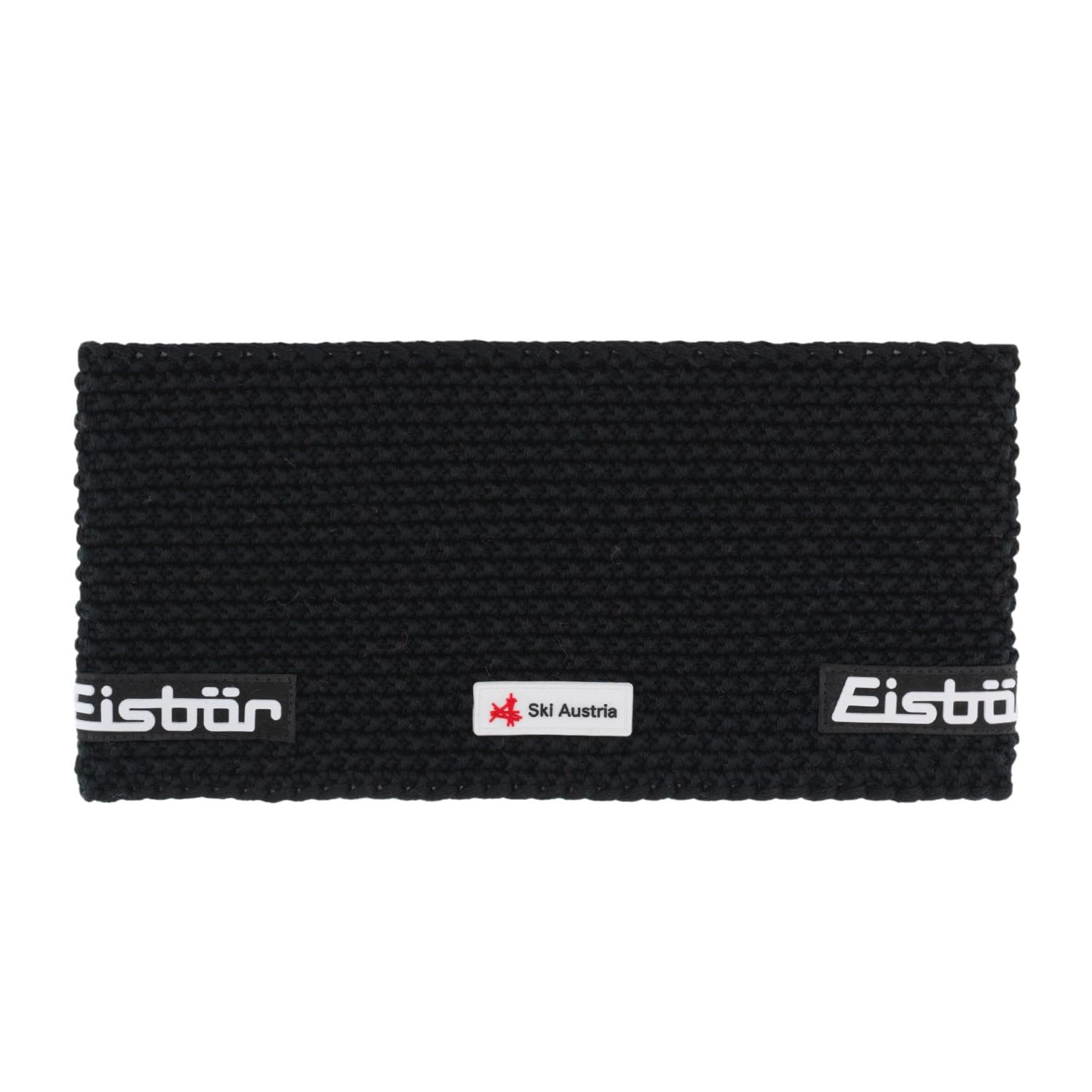 Eisbär Jamie Ski Austria Stirnband schwarz – Grobstrick, 13,5 cm Höhe, Recyceltes Fleece-Innenband, Merino-Mix (Mulesingfrei) – Damen & Herren Stirnband für Winter & Outdoor