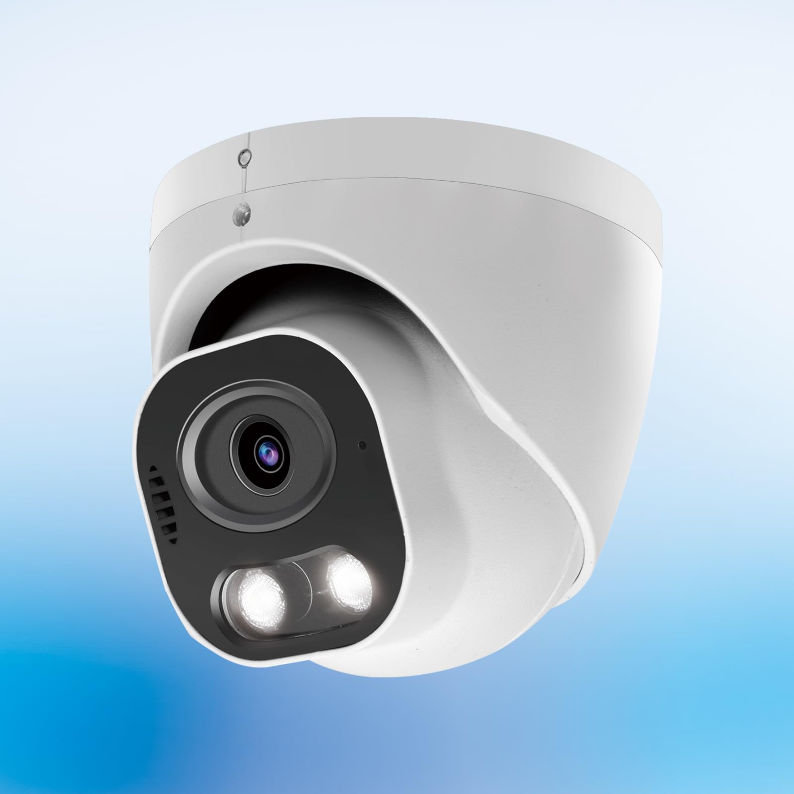 5MP PoE IP-Sicherheitskamera, H.265 Smart Dual-Lichtturm-Kuppelkamera, Farb-Nachtsicht, Zwei-Wege-Talk, SD-Kartensteckplatz, 29,9 m Nachtsicht, 110° Weitwinkel, Menschen-/Fahrzeugerkennung
