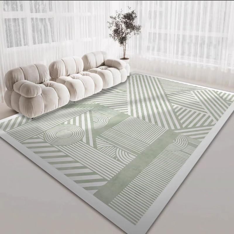 Tapis lavable antidérapant 200x290 cm à lignes géométriques