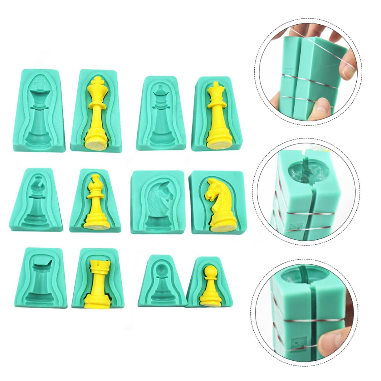 Molde de Silicona Flexible y Antiadherente para Chocolate Diseño de Ajedrez y Hornear Tartas Pack de 12 Piezas Verde para Repostería Creativa